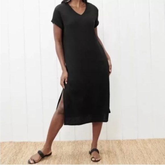 Jenni Kayne Cypress Caftan Dress Black Cotton Gauze Short Sleeve Midi Size XS - Picture 11 of 15